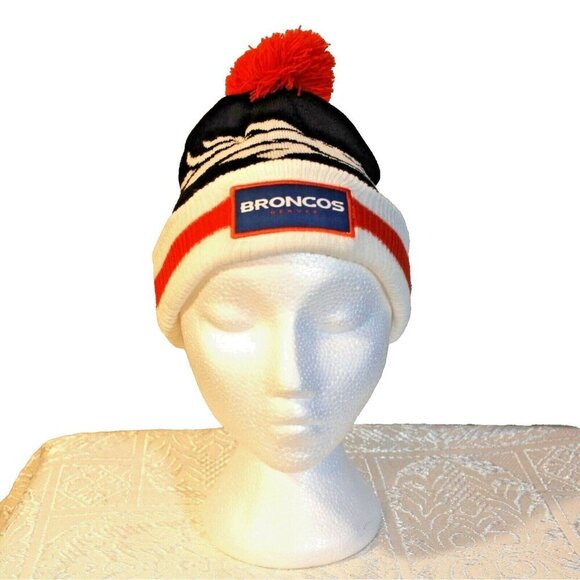 Denver Broncos Beanie Hat Cap Orange Cuffed Pom Pom Knit Football Bud Light - Picture 2 of 8